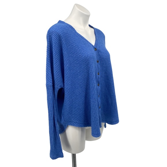 Out From Under | Urban Outfitters Blue Thermal Button Front Top Small - Picture 4 of 14